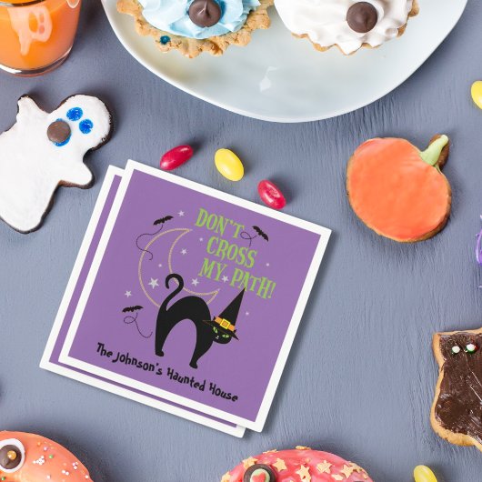 Mache mir kein Lila schwarzes KatzenHalloween auf Pappteller