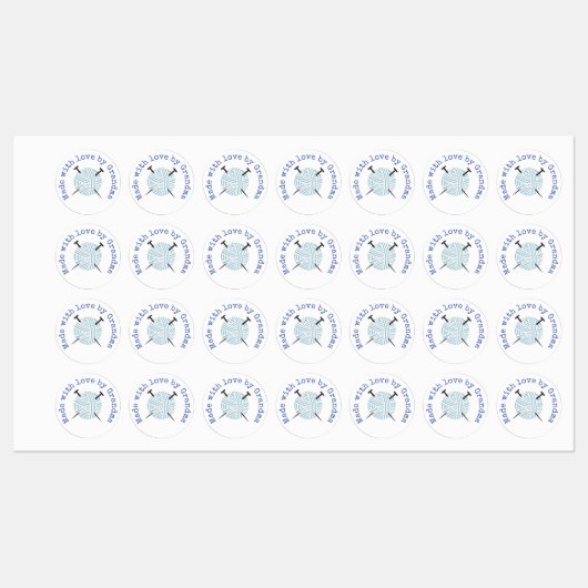 Mache mit Liebe von Oma Knitting Custom Etiketten (Blatt)