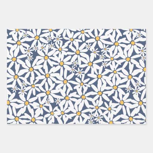 Mache My Daisy - Marine, Coral, Mocha Geschenkpapier Set (Vorderseite)