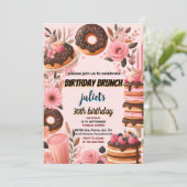 machen Donut Pancake Erwachsenen rosa Brunch 30. G Einladung (Stehend Vorderseite)