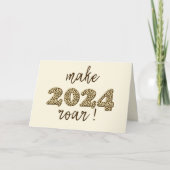 Machen Sie 2024 Roar! Fun Leopard Print New Year Karte (Vorderseite)