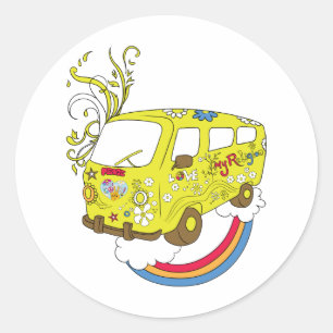 Machen Sie 60er Liebe-nicht Kriegs-Vans ~ Runder Aufkleber