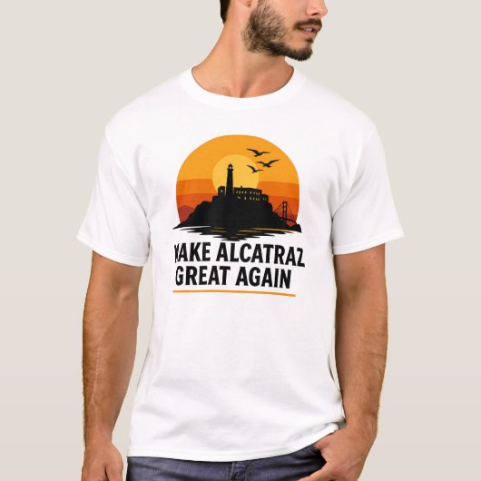 Machen Sie Alcatraz wieder großartig Retro Sunset T-Shirt (Vorderseite)