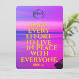 "Machen Sie alle Anstrengungen, in Frieden mit Einladung