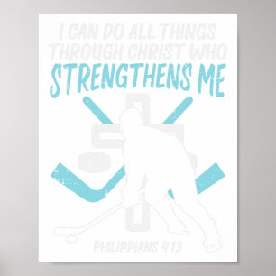 Machen Sie alles Eishockey Christlich Player Goali Poster
