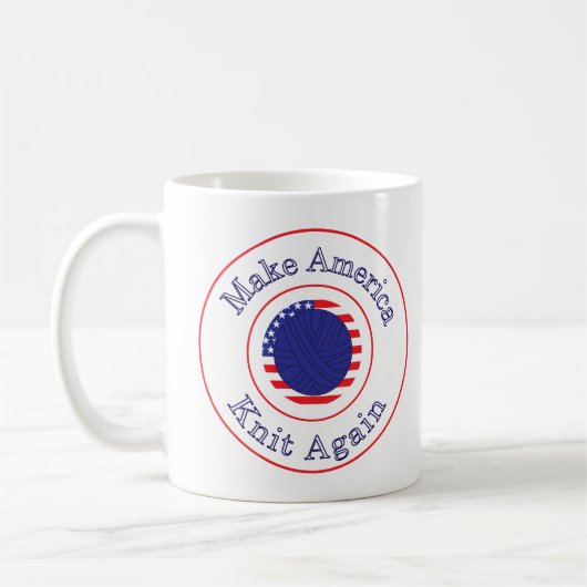 Machen Sie Amerika Strick Funny Red White Blue Kaffeetasse (Links)