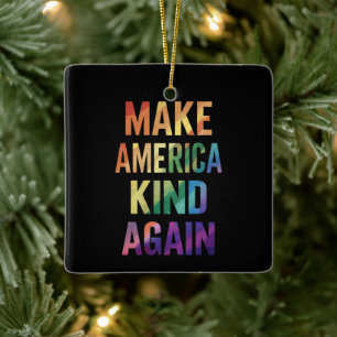 Machen Sie Amerika wieder fit mit Rainbow LGBTQ Ga Keramikornament