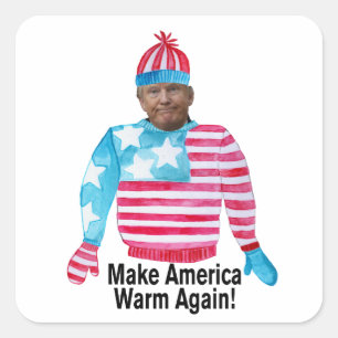 Machen Sie Amerika wieder warm Weihnachtspulli Quadratischer Aufkleber