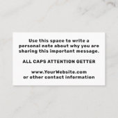 Machen Sie Amerika wieder zum Nachdenken über Bewe Visitenkarte (Rückseite)