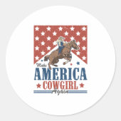 Machen Sie Amerika zum Cowgirl Runder Aufkleber (Vorderseite)