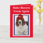 "Machen Sie Bassets wieder großartig" Geburtstagsk Karte (Gelbe Blume)