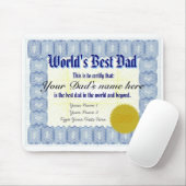 Machen Sie bestes der Vater-Zertifikat Mousepad (Mit Mouse)