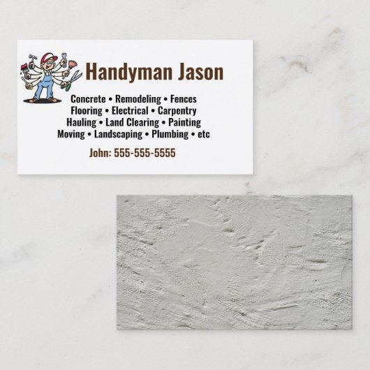 Machen Sie das alles Handyman Business Card Visitenkarte (Vorne/Hinten)