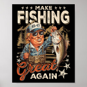 Machen Sie das Fischen wieder zum Vintagen Fliegen Poster