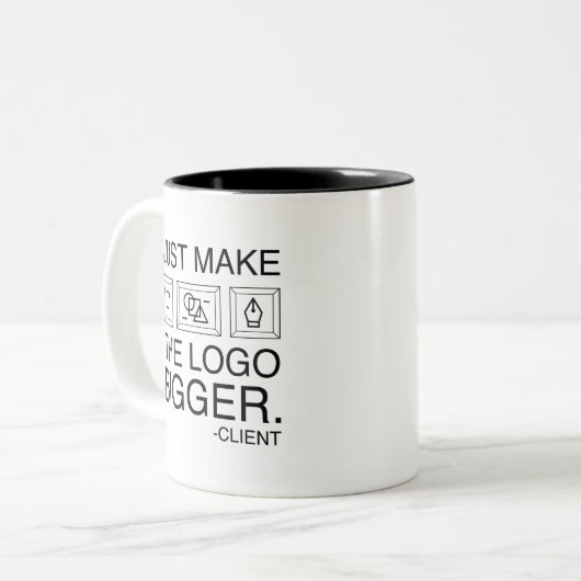 Machen Sie das Logo einfach größer Zweifarbige Tasse (Vorderseite Links)