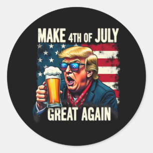 Machen Sie den 4. Juli wieder groß Trump Bier trin Runder Aufkleber