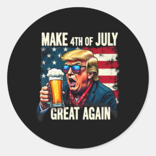 Machen Sie den 4. Juli wieder groß Trump Bier trin Runder Aufkleber