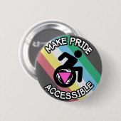 Machen Sie den Stolz auf Quee LGBTQ mit Behinderun Button (Vorne & Hinten)