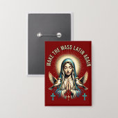 Machen Sie die Mass Latin wieder Jungfrau Mary But Button (Vorderseite/Rückseite)