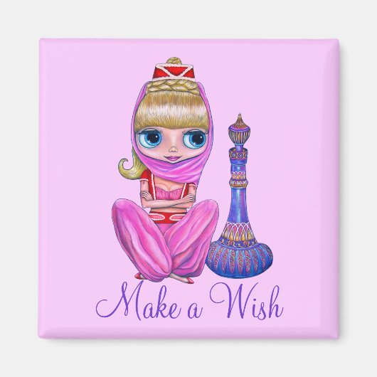 Machen Sie eine Niedliche Pink Genie Girl Magic Fl Magnet (Vorne)