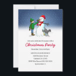 Machen Sie eine Snowman-Weihnachtsfeier-Party Einl Einladung<br><div class="desc">Weihnachts-Party Einladung mit einer Illustration eines Jungen und Hundes Gebäude ein Schneemann.</div>