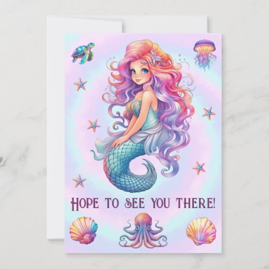 Machen Sie eine Splash-Meerjungfrau Pastel Geburts Einladung (Rückseite)