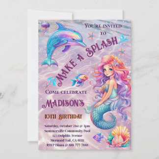 Machen Sie eine Splash Mermaid Sparkle Geburtstags Einladung