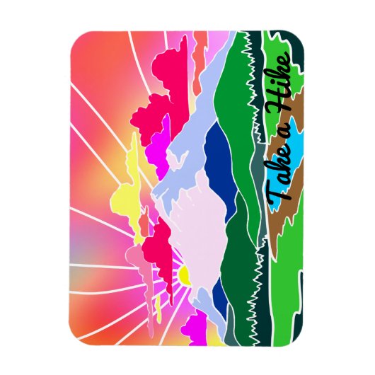 Machen Sie eine Wanderung - farbenfroher Sonnenunt Magnet (Vertikal)