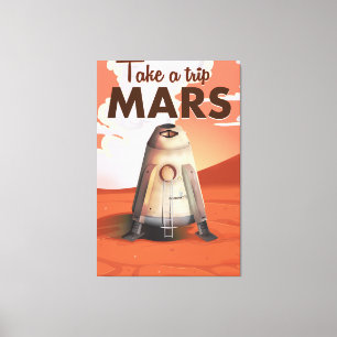 Machen Sie einen Ausflug in die Mars Vintage Reise Leinwanddruck