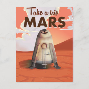 Machen Sie einen Ausflug in die Mars Vintage Reise Postkarte