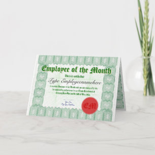 Machen Sie einen Mitarbeiter des Monatsfeierspreis Karte