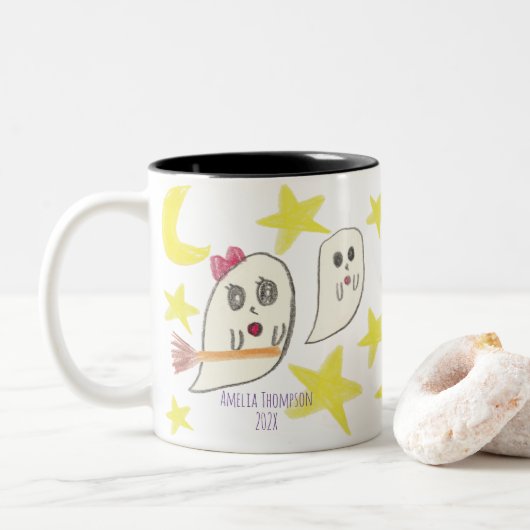 Machen Sie einen Schatz durch die Kunst Ihres Kind Zweifarbige Tasse (Mit Donut)
