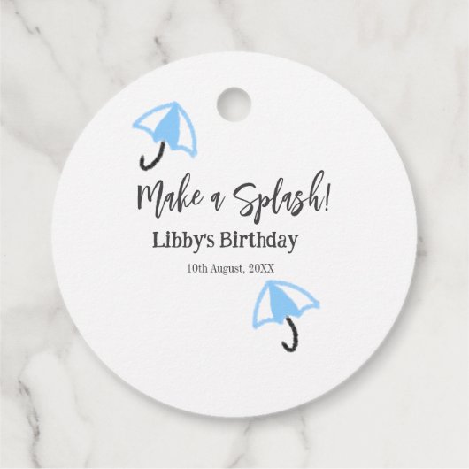 Machen Sie einen strahlend blauen Schirm Sommerbec Geschenkanhänger (Rückseite)