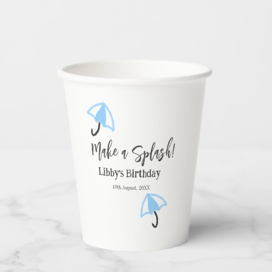 Machen Sie einen strahlend blauen Schirm Sommerbec Pappbecher (Vorderseite)
