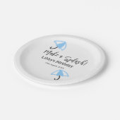 Machen Sie einen strahlend blauen Schirm Sommerbec Pappteller (Schrägansicht)