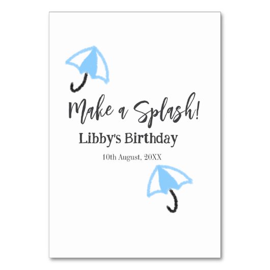 Machen Sie einen strahlend blauen Schirm Sommerbec Tischnummer (Vorderseite)