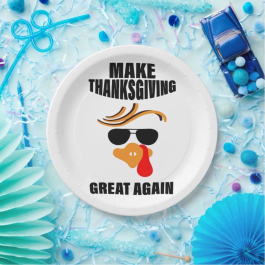 Machen Sie Erntedank wieder groß, Funny Turkey Ges Pappteller (Party)