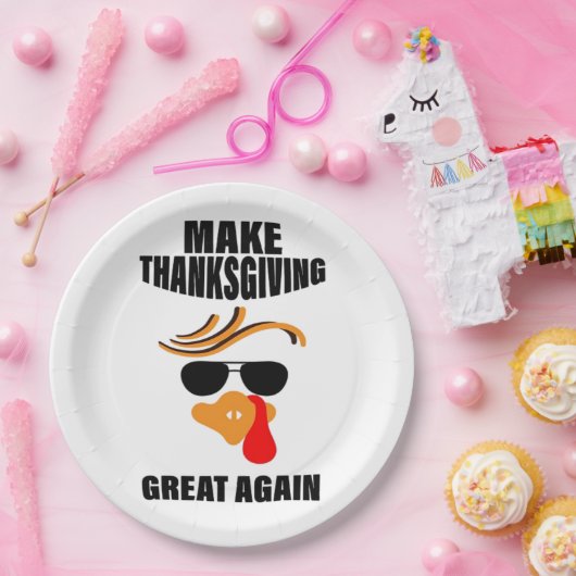 Machen Sie Erntedank wieder groß, Funny Turkey Ges Pappteller (Party)