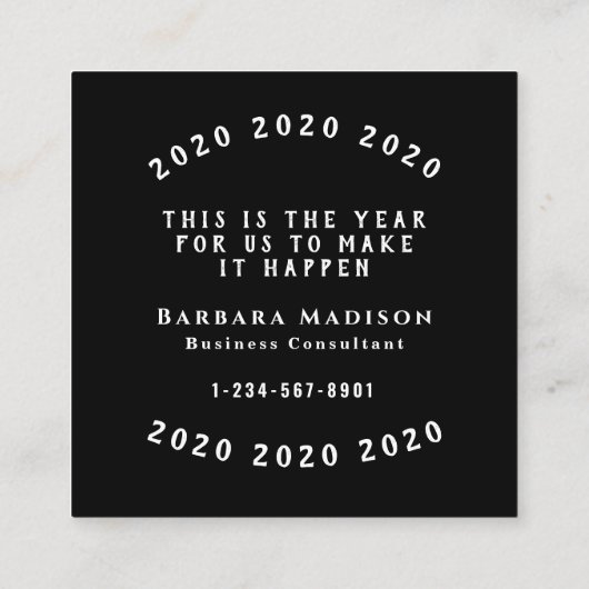 Machen Sie es geschehen Quote Motivation schwarz Quadratische Visitenkarte (Rückseite)