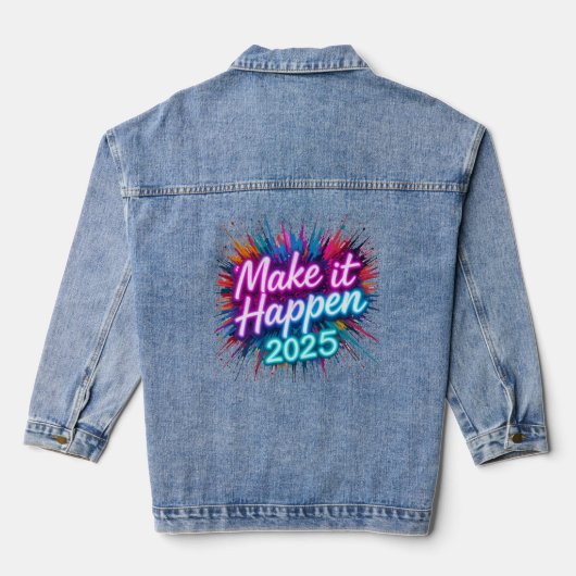 MACHEN SIE ES PASSIEREN IN NEON SCRIPT JEANSJACKE (Rückseite)