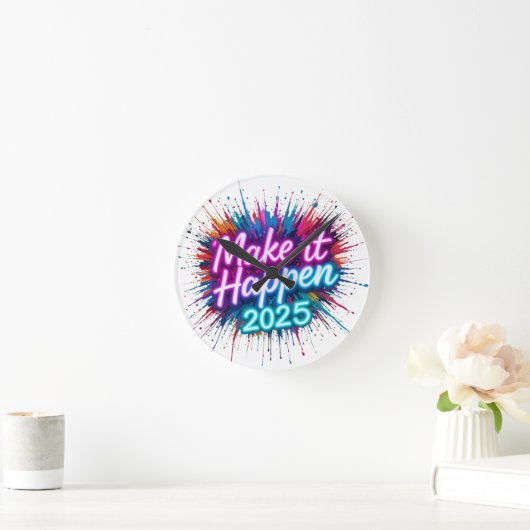 MACHEN SIE ES PASSIEREN IN NEON SCRIPT RUNDE WANDUHR (Zuhause)