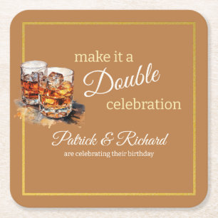 Machen Sie es zu einer doppelten Feier Brown Whisk Rechteckiger Pappuntersetzer