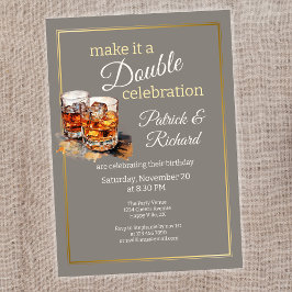 Machen Sie es zu einer doppelten Feier Grau Whiske Einladung