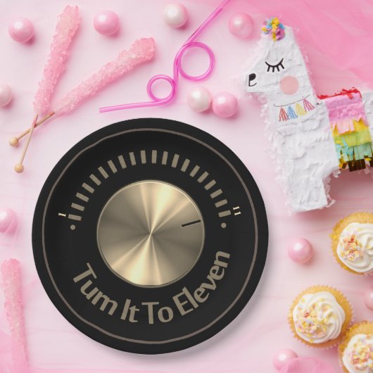 Machen Sie es zu elf schwarzen und goldenen Pappteller (Party)