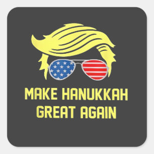 Machen Sie Hanukkah wieder großartig Trump jüdisch Quadratischer Aufkleber