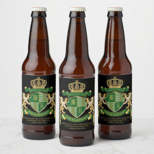 Machen Sie Ihr eigenes Coat von Arms Green Gold Li Bierflaschenetikett
