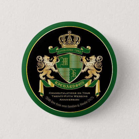 Machen Sie Ihr eigenes Coat von Arms Green Gold Li Button (Vorderseite)