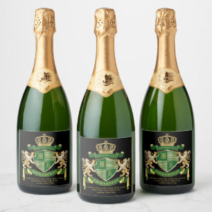 Machen Sie Ihr eigenes Coat von Arms Green Gold Li Schaumweinetikett