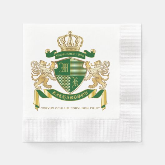 Machen Sie Ihr eigenes Coat von Arms Green Gold Li Serviette (Vorderseite)
