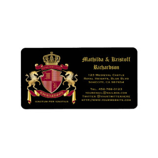 Machen Sie Ihr eigenes Coat von Arms Red Gold Einh Adressaufkleber